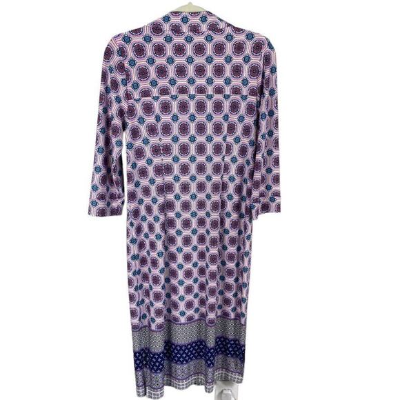 Women's Chico's Medallion Jersey Knee Length Shirt Dress Purple Pink Small - Picture 3 of 11